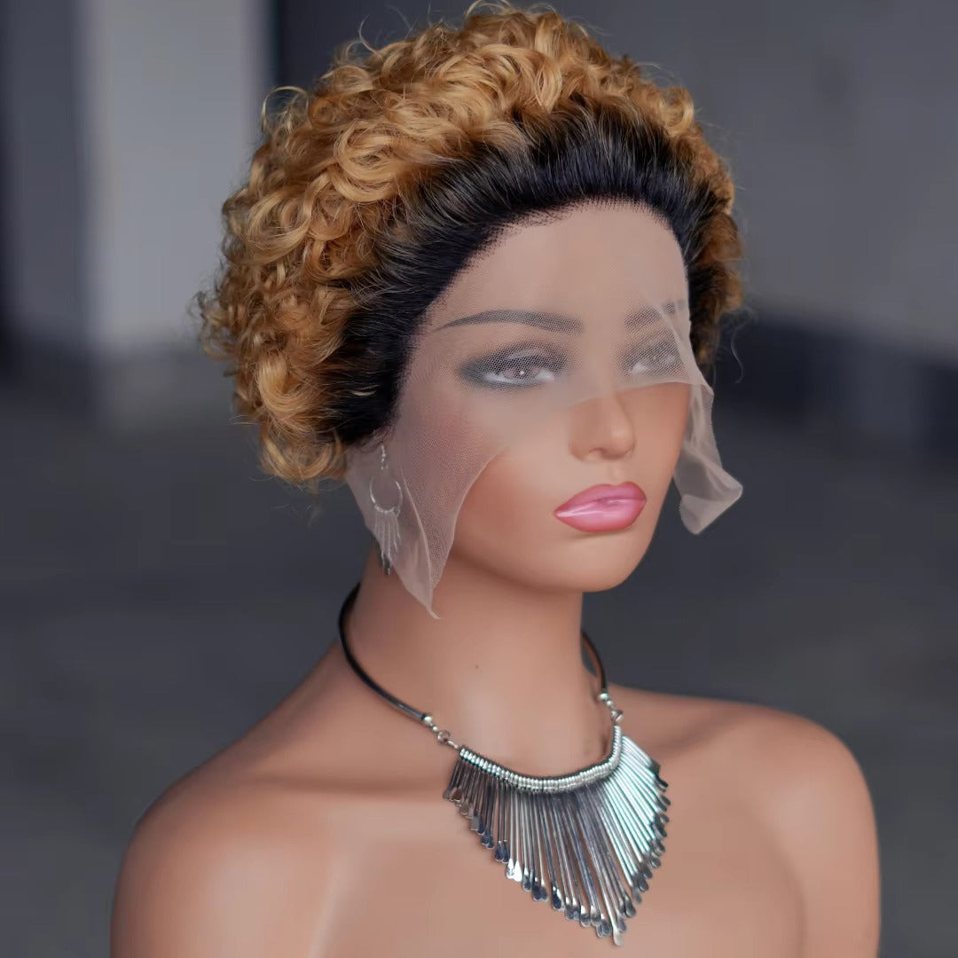 Afro Curly Short Pixie Cut Lace Wigs.