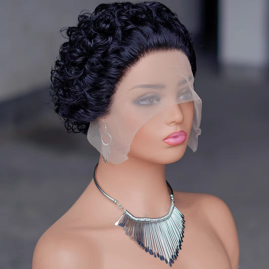 Afro Curly Short Pixie Cut Lace Wigs.