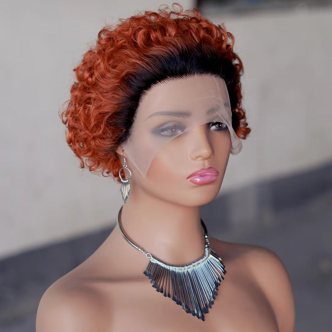 Afro Curly Short Pixie Cut Lace Wigs.